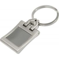 Quadratischer Metall-Schlüsselanhänger ,,Square Dance" in Silber  Werbeartikel
